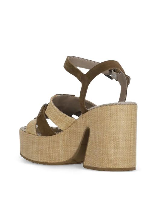 Mou Natural Logo-Plaque Crochet-Trim Sandals