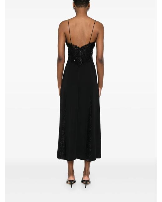 Robe Mi-Longue À Ornements De Sequins Nissa en coloris Black