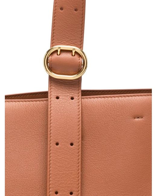 Jil Sander Brown Buckle-Strap Tote Bag