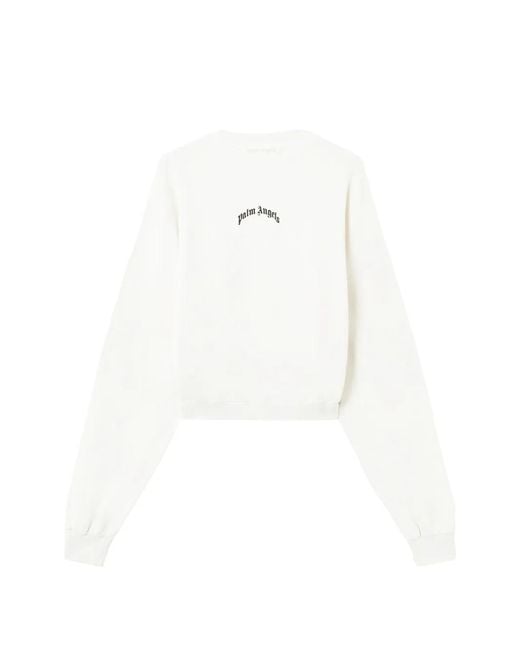 Palm Angels White Logo-Print Sweatshirt