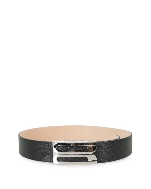 Victoria Beckham White Logo-Plaque Grained-Leather Belt