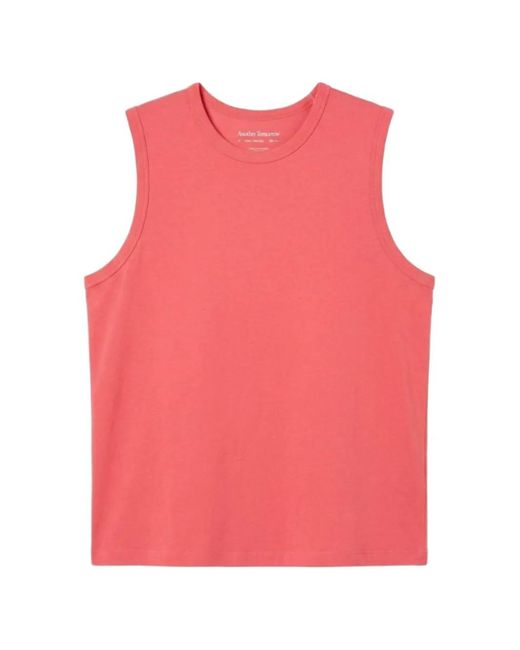 Another Tomorrow Pink Sleeveless Organic-Cotton T-Shirt
