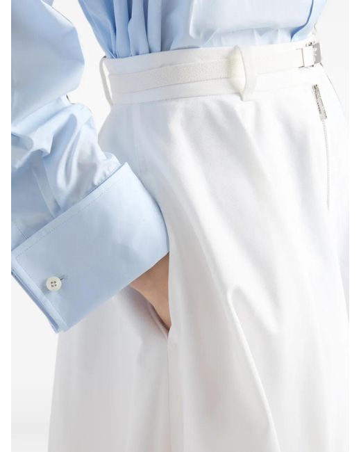 Prada White Chino Midi-Skirt With Zipper