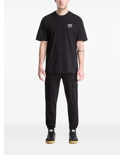 EA7 Black Logo-Patch T-Shirt for men