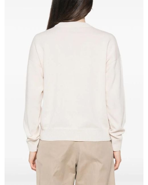 Peserico White Long-Sleeve Chain-Trim Sweater