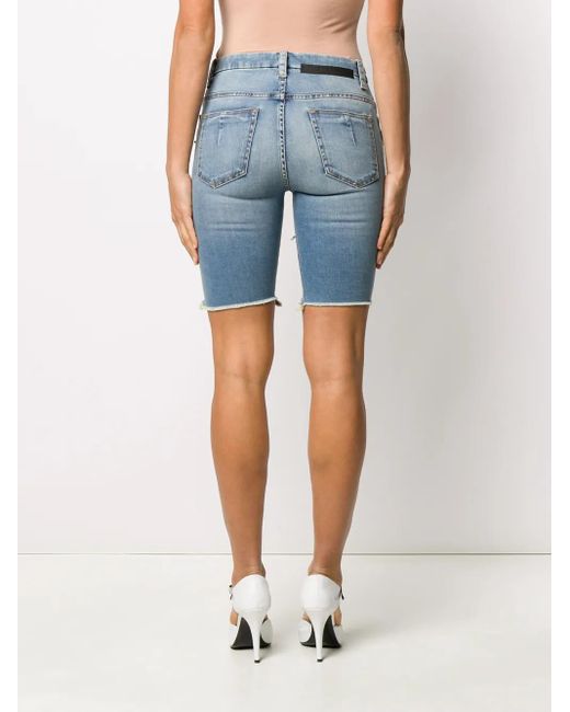 Unravel Project Blue Lace-Up Denim Shorts