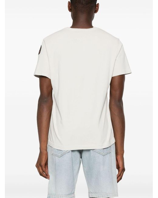 Parajumpers White Logo-patch Cotton T-shirt for men