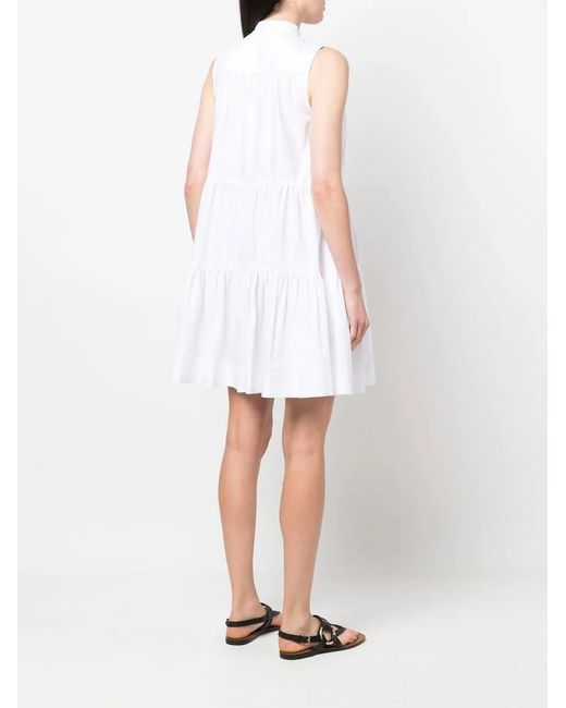 Blanca Vita White Tiered Cotton Shirtdress