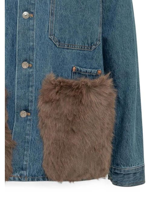Ava Adore Blue Faux-Fur Trim Denim Jacket