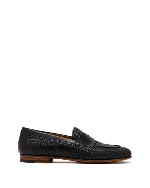 Magnanni Shoes Black Woven Penny Loafers