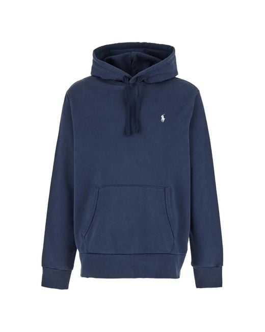 Polo Ralph Lauren Blue Pony-Embroidery Drawstring Hoodie for men