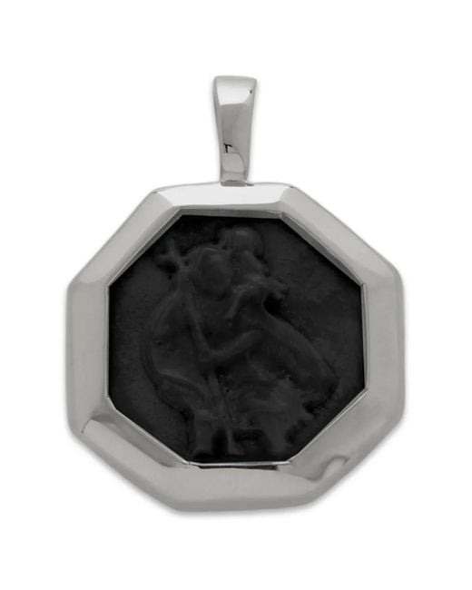 Monica Vinader Black Octagonal-Pendant Necklace