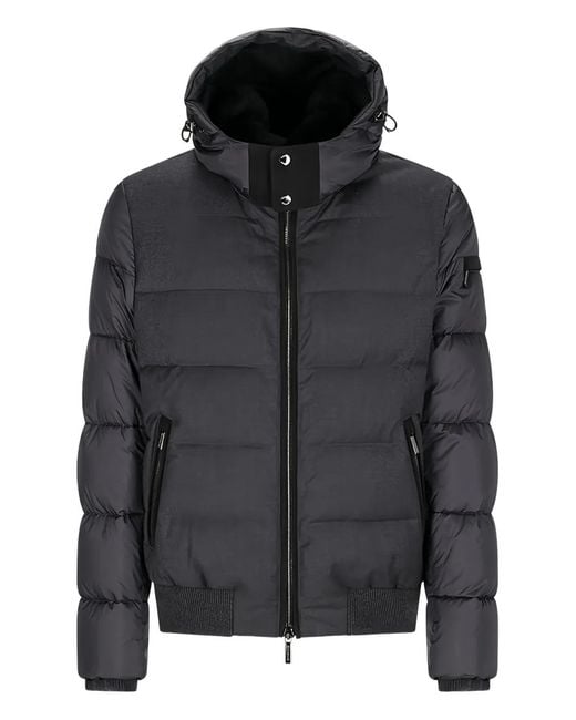 Moorer Black Wright-Shl Hooded Quilted Jacket for men