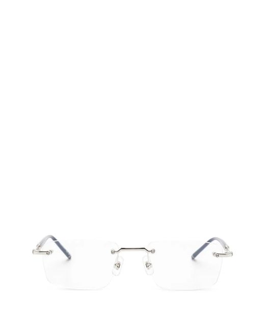 Montblanc White Rimless Rectangle-Frame Glasses