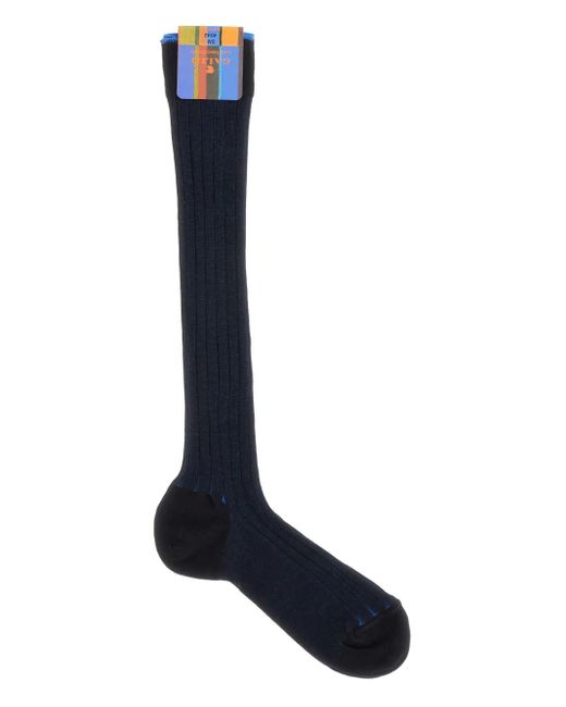 Gallo Blue Ribbed Socks for men