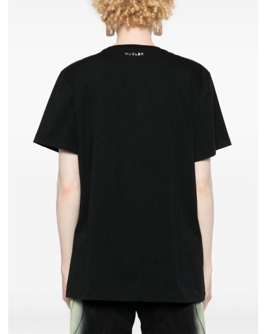 Mugler Black T-Shirt mit Korsett-Print