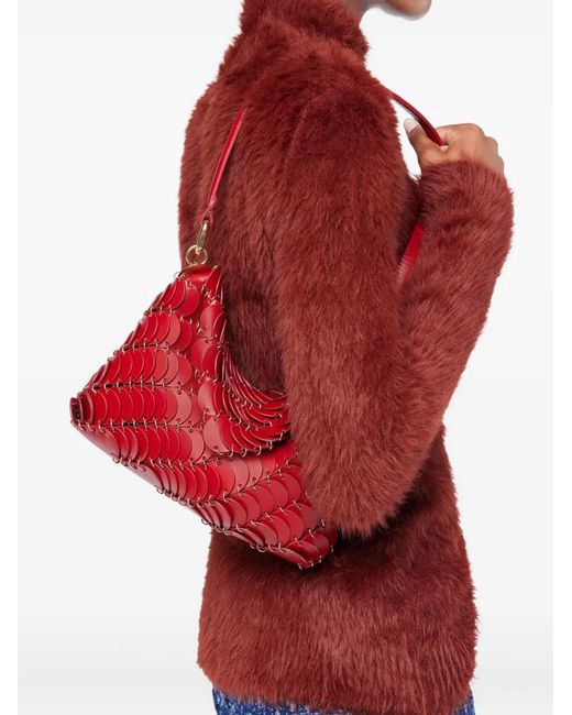 Rabanne Red Scale-Pattern Leather Shoulder Bag