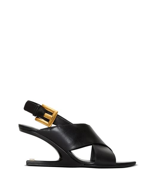 Balmain White Anthem No Wedge Smooth Leather Sandals