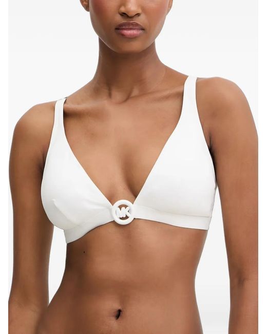 MICHAEL Michael Kors White Triangle Bikini Top