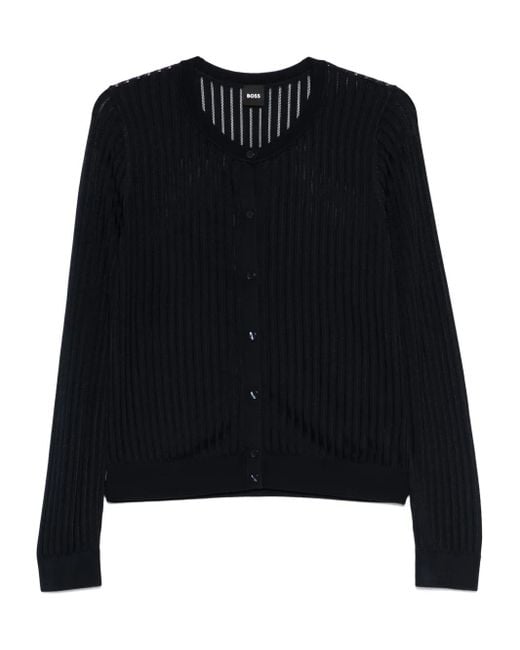 Boss Black Ribbed Cardigan