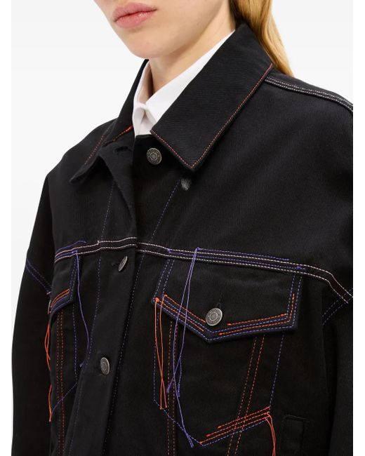 MSGM Denim Jack Met Stiksel in het Black