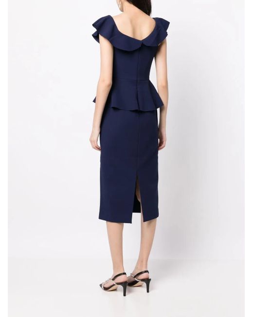 Robe Mi-Longue Grace À Volants Rebecca Vallance en coloris Blue