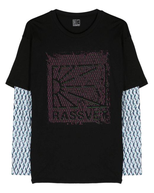 Rassvet (PACCBET) Black Mesh Camouflage Cotton T-shirt for men