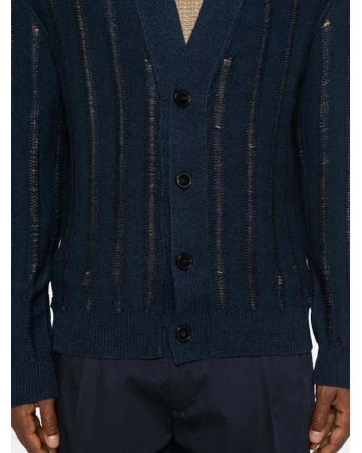 Amaranto Blue Cardigan En Maille Ajourée À Design Côtelé for men