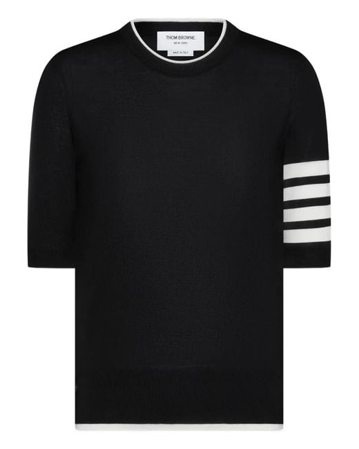 Thom Browne Black 4-Bar Short-Sleeve T-Shirt