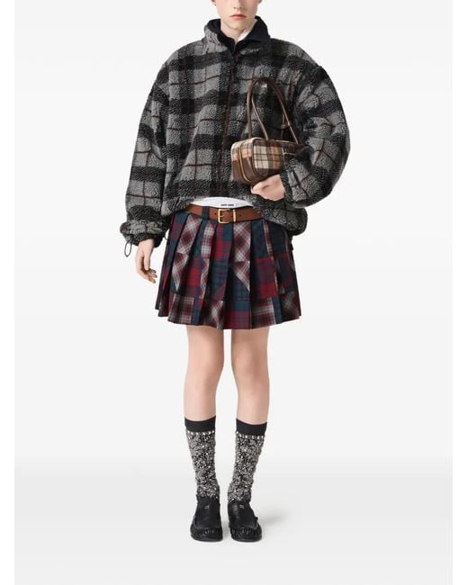 Miu Miu Black Teddy Checked Jacket
