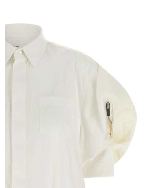 Sacai White Chemise À Manches Bouffantes