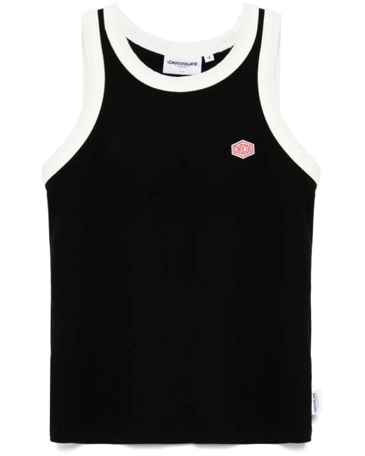 Chocoolate Black Geripptes Tanktop