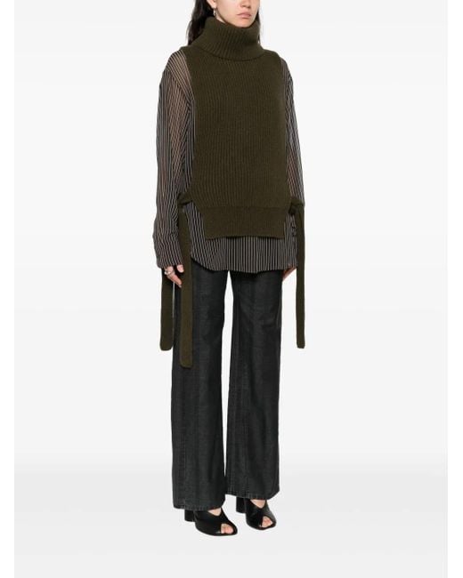 Uma Wang Green High-Neck Knitted Top