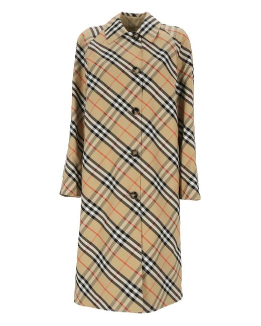 Burberry Geruite Jas Met Ceintuur in het Brown