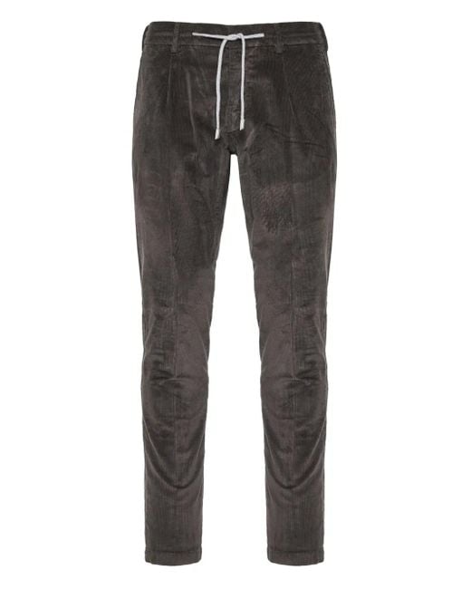 Eleventy Gray Drawstring Corduroy Trousers for men