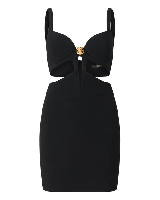 Roberto Cavalli Black Cut-Out Mini Dress