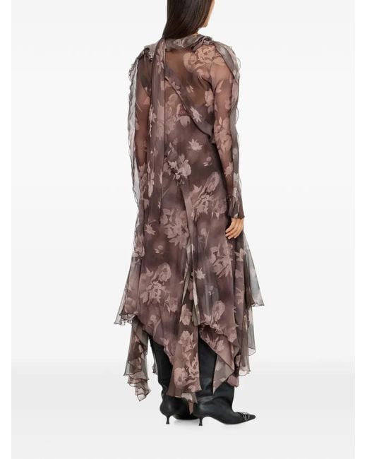DIESEL Brown Asymmetric Midi Dress