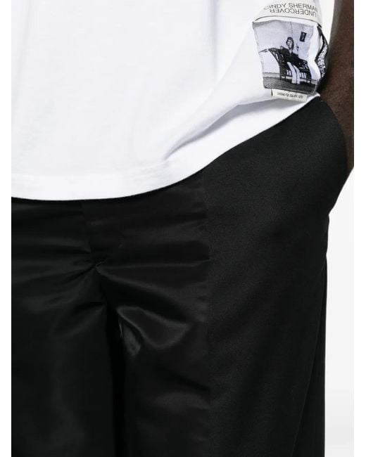 Undercover Black Satin-Panel Tailored Trousers for men