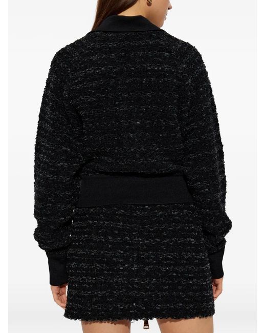 Balmain Black Tweed Bomber Jacket