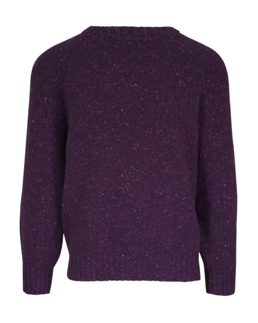 Brunello Cucinelli Purple Raglan-Sleeve Speckled Sweater for men