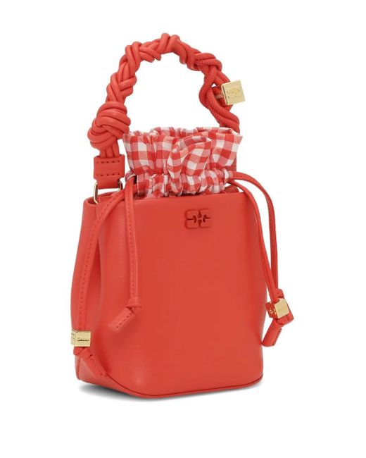 Ganni Bou Mini Bucket-Tas in het Red