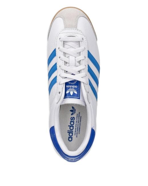 Adidas Blue K74 Leather Three-stripe Sneakers for men