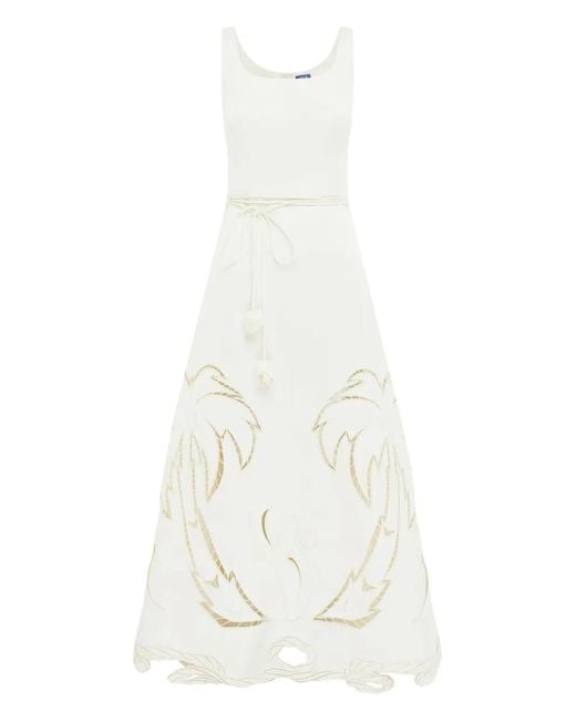 LEO LIN White Serafina Appliqué Maxi Dress
