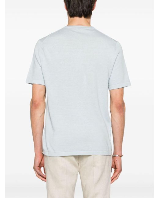 Michael Kors White Round-neck Ribbed-knit T-shirt for men
