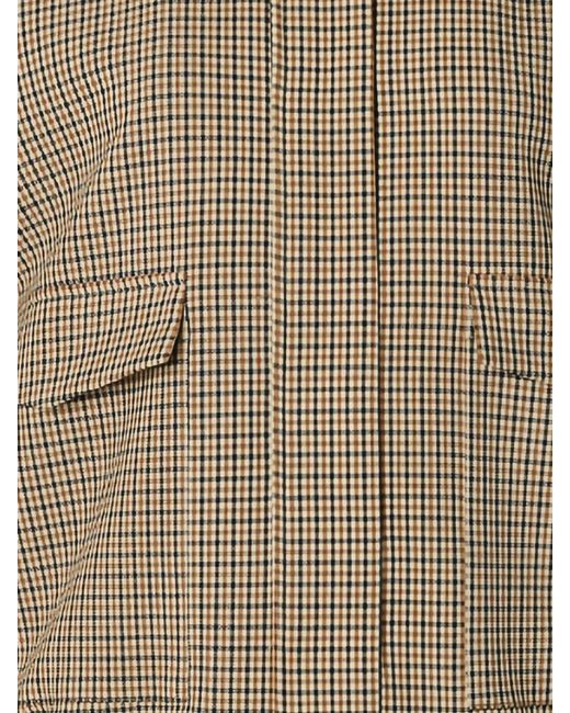 SELECTED Natural Check-Pattern Bomber Jacket