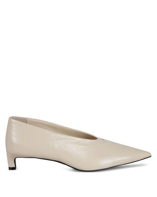 Jil Sander Natural Crinkled Pointed-Toe Pumps