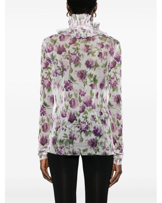 Blusa de tul con estampado floral Philosophy Di Lorenzo Serafini de color White