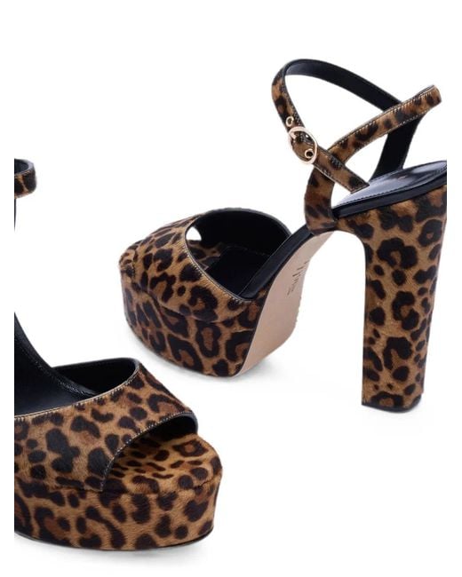 Stuart Weitzman White Leopard-Print Platform Sandals
