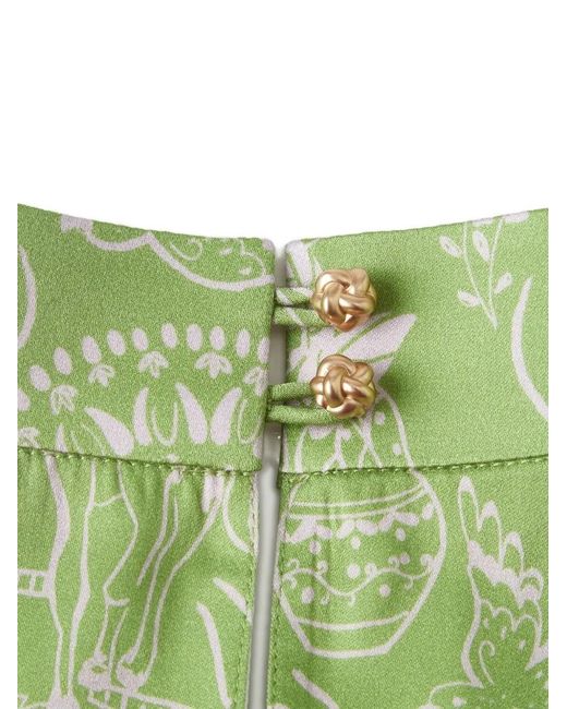 Shanghai Tang Green Mulberry Silk Midi Dress