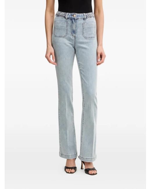 Morgan Blue Braided-Detail Jeans